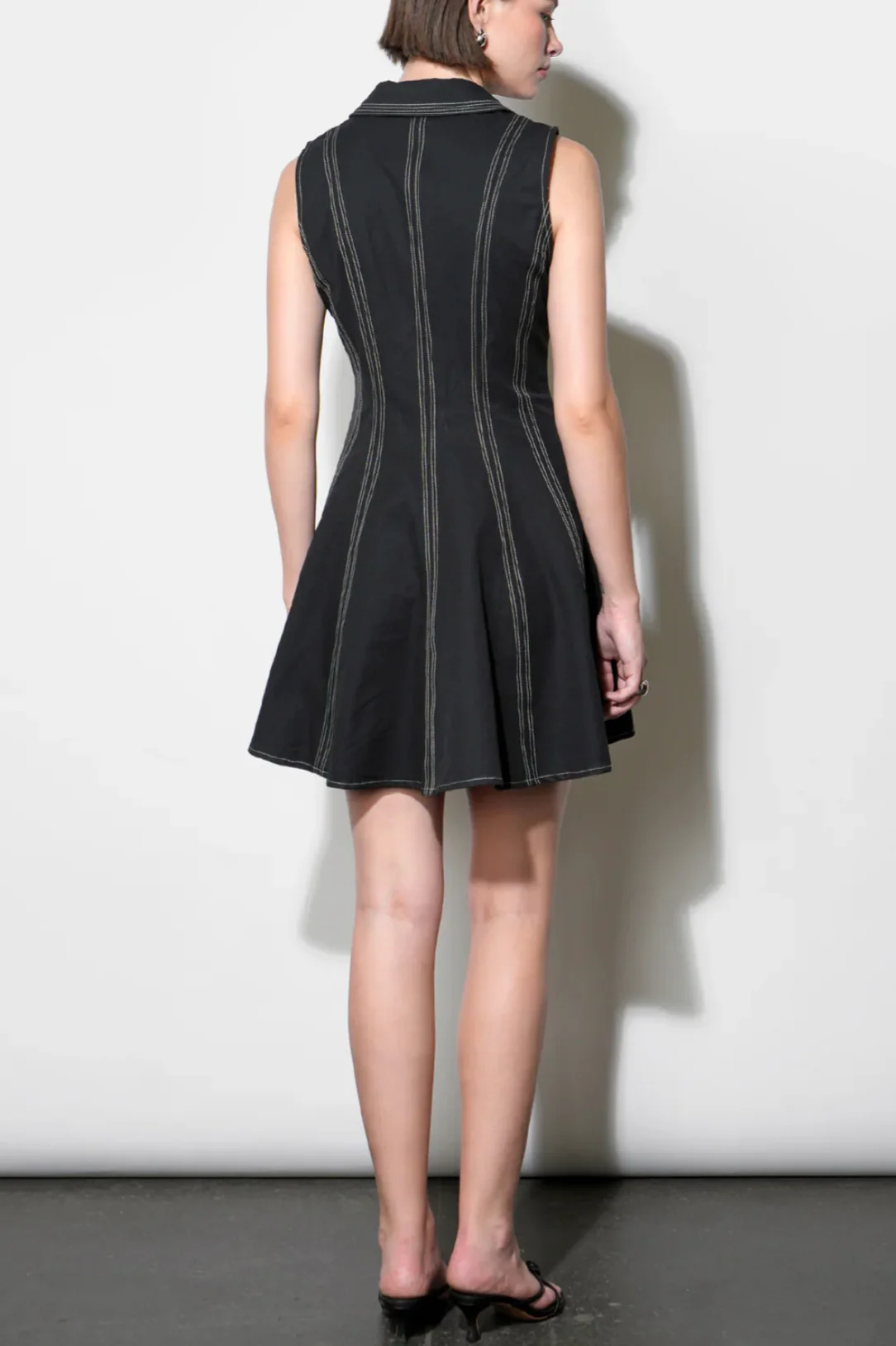 Sydney Topstitch Flare Mini Dress - Image 4