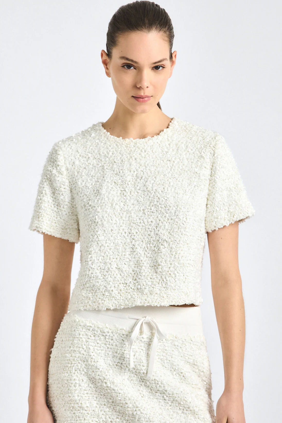Syrena Paillette Boucle Cropped Boxy Tee - Image 2