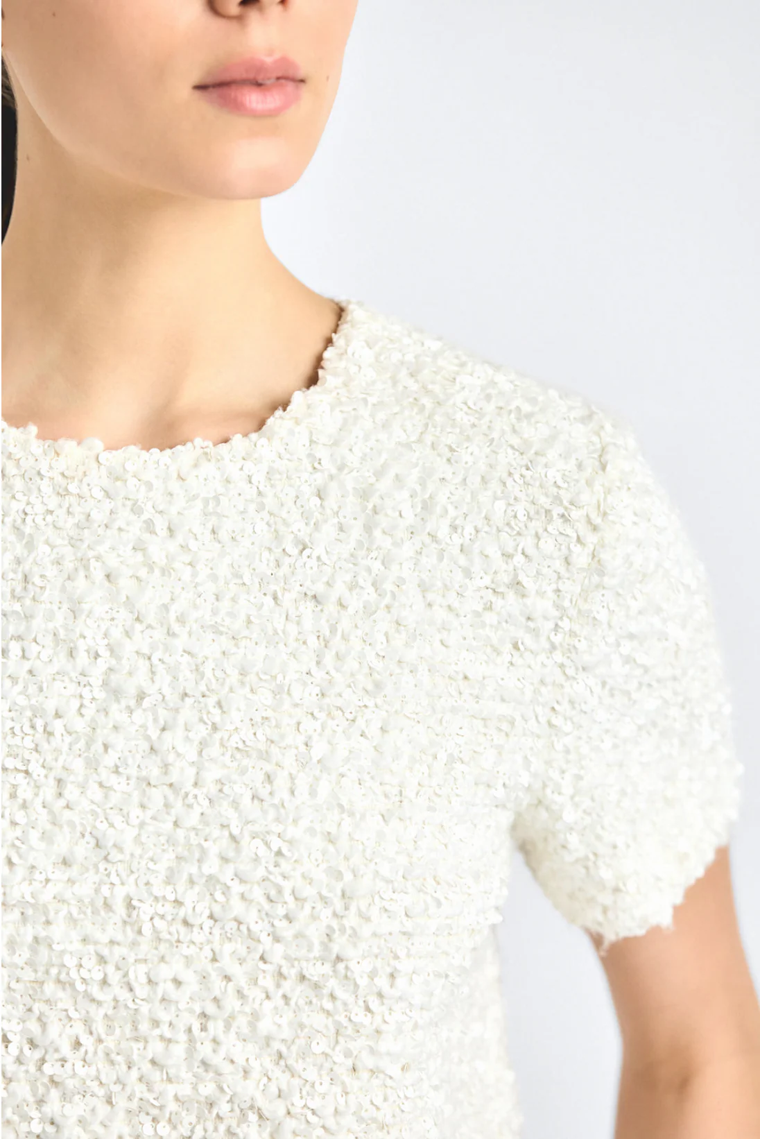 Syrena Paillette Boucle Cropped Boxy Tee - Image 3