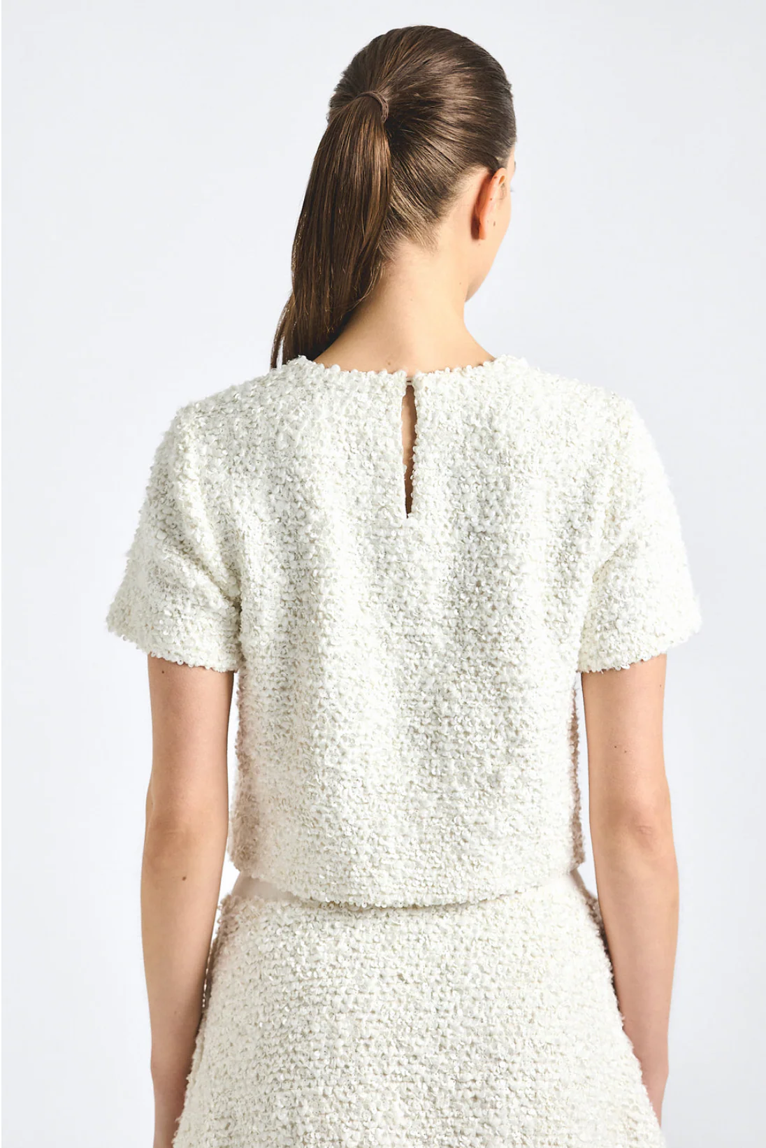 Syrena Paillette Boucle Cropped Boxy Tee - Image 4