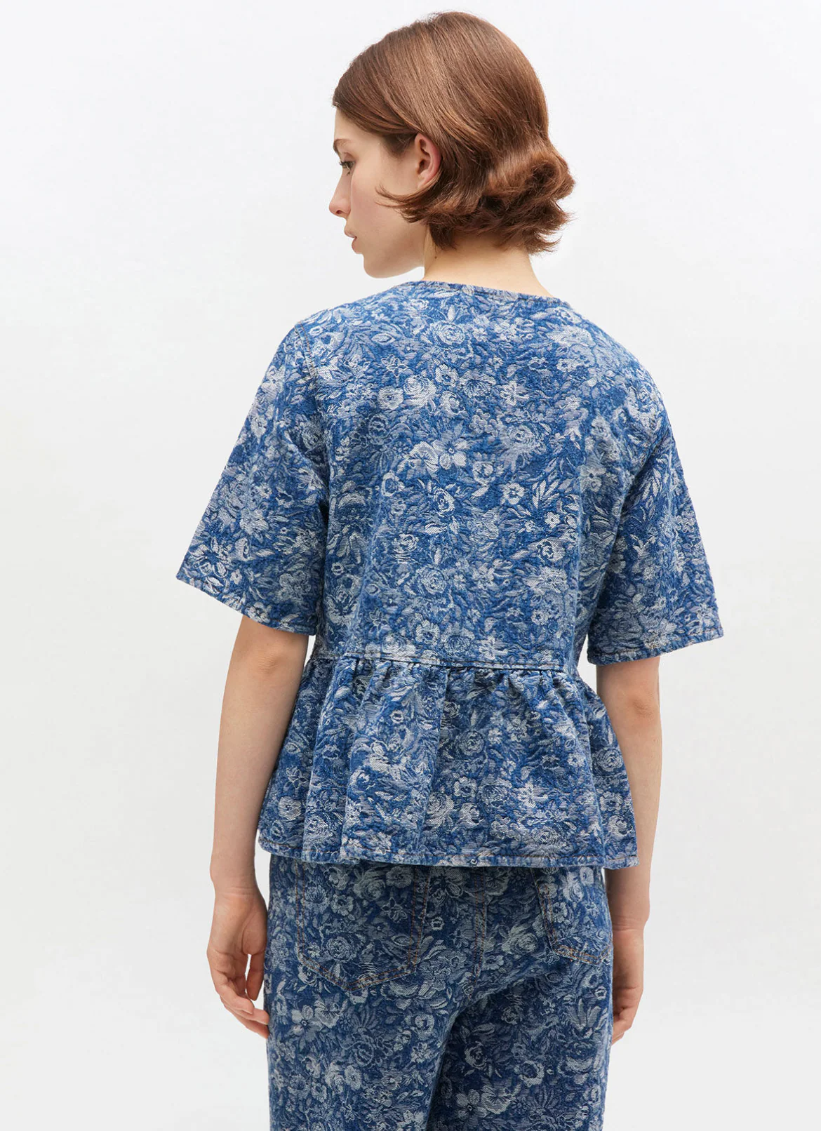 Tapestry Denim Peplum Blouse - Image 2