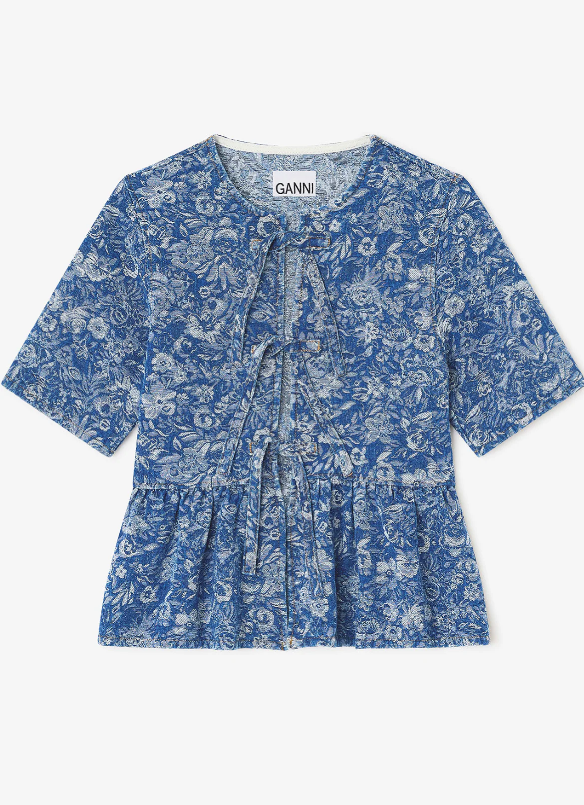 Tapestry Denim Peplum Blouse - Image 3
