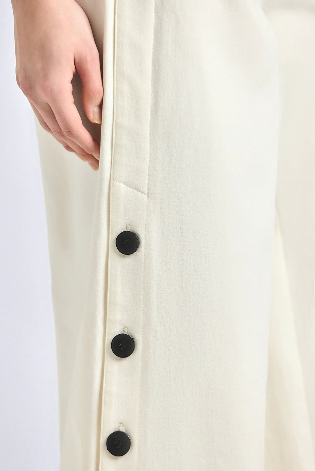 Tova Stretch Cotton Wide Leg Button Trouser - Image 2