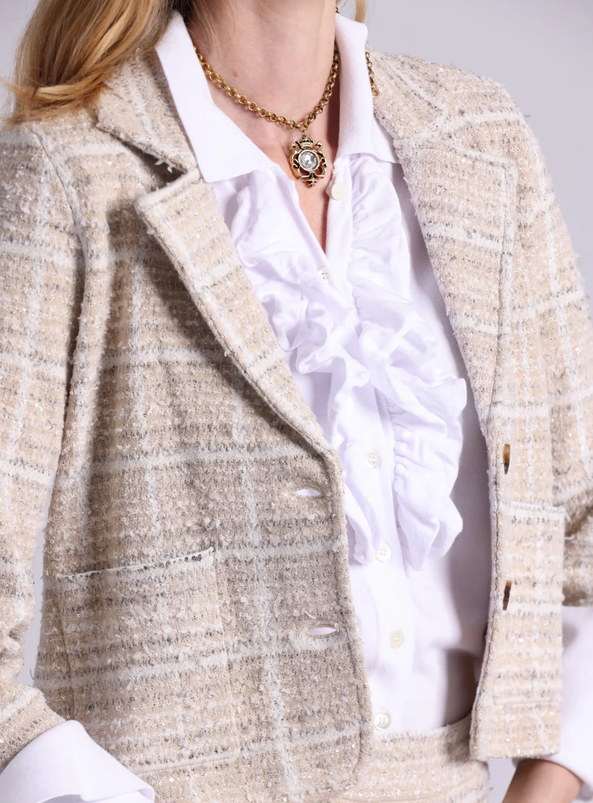 Viscose Tweed Shrunken Blazer - Image 3