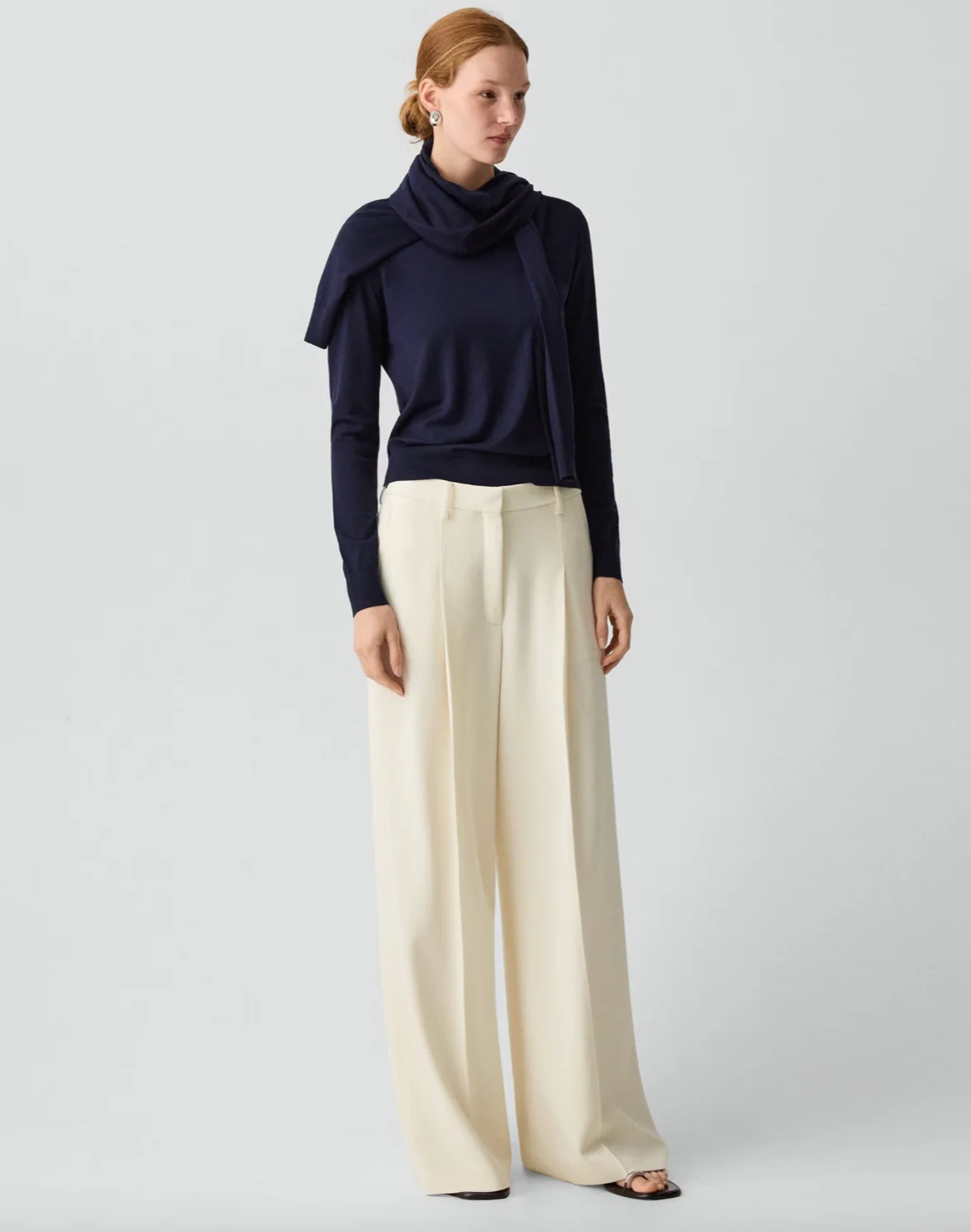 Wide Leg Trouser in Admiral Crepe - Image 2